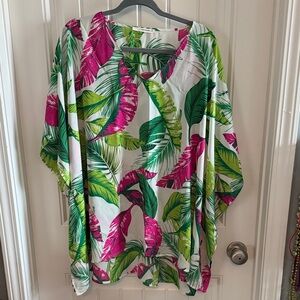 Leafy Pink and Green Kaftan